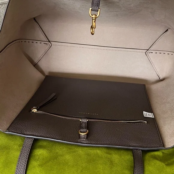 Tory Burch McGraw Pebbled Leather Tote in Silver Maple - Picture 7 of 13